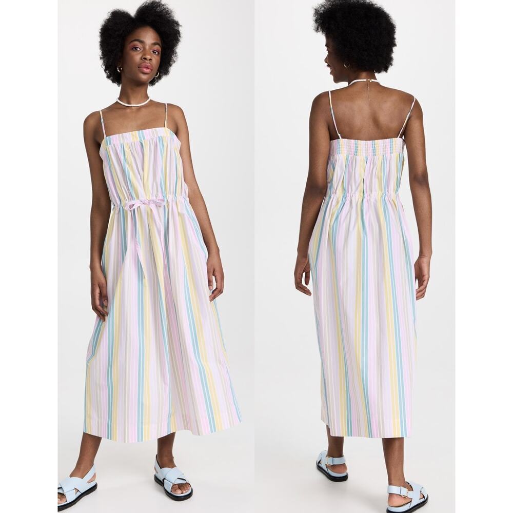 GANNI Stripe Cotton Maxi Strap Dress  Size US‎ 6 New